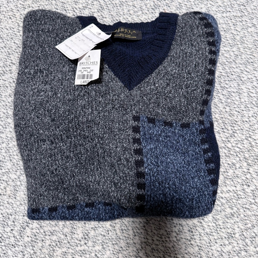 Biella Black Knit Wool Sweater | Large | Made in Italy | NWT